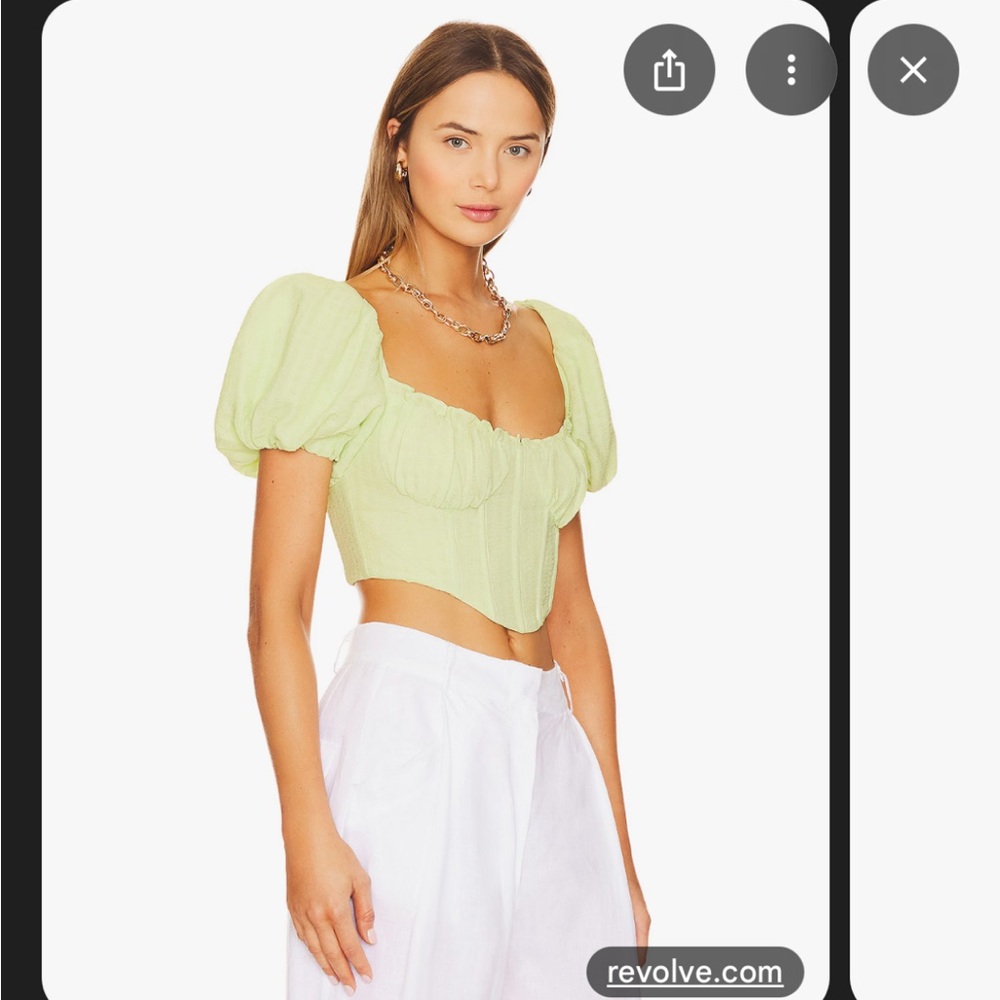 Paola Sweetheart Bustier Puff Sleeve Lime Small